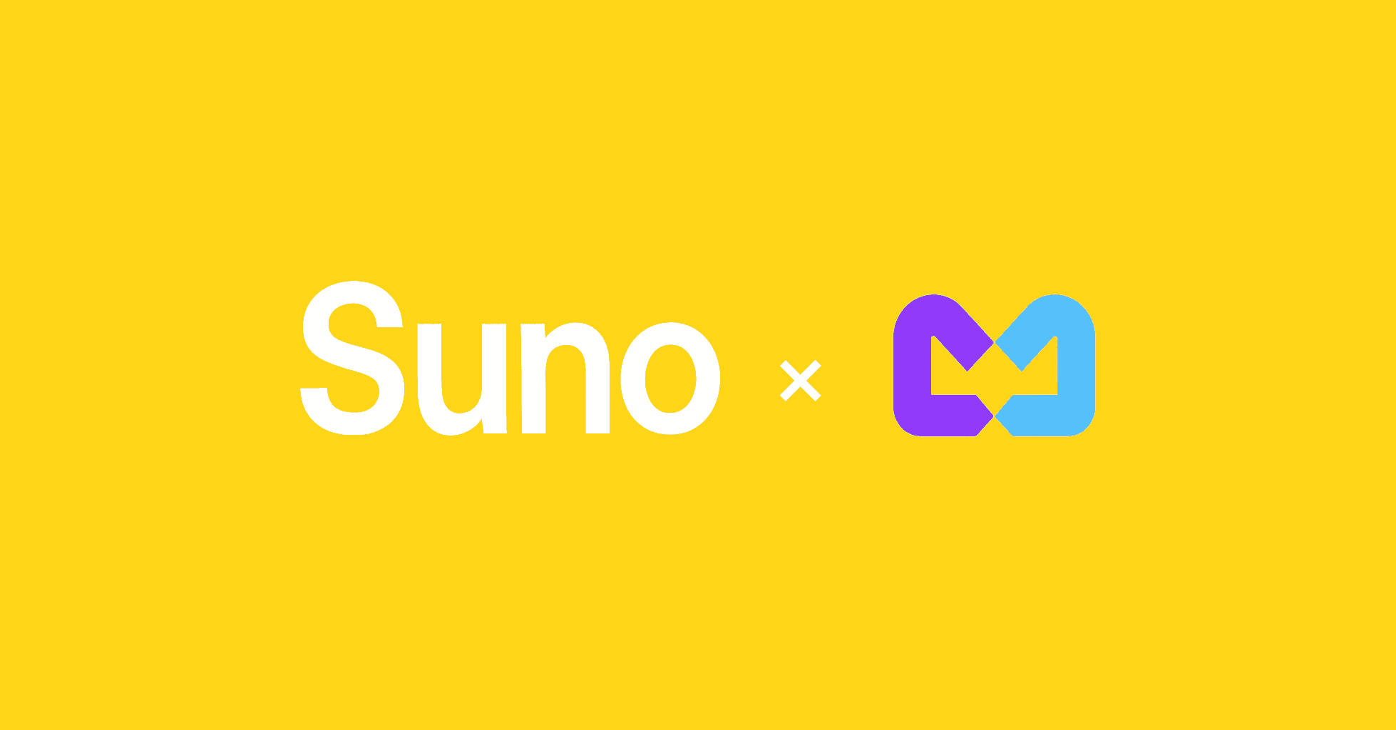Логотипы Suno и MainConnect на ярко-жёлтом фоне